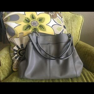 Authentic Coach leather shoulder bag, warm grey